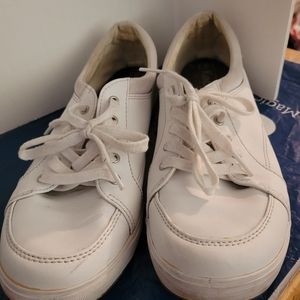 Keds White Leather Low-Top Lace-Up Sneakers